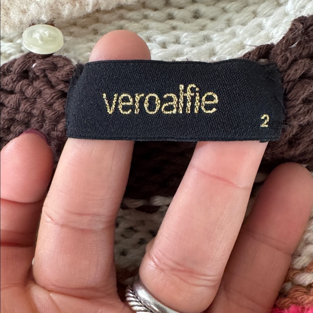 Anthropologie Vero Alfie Hand-Knit Cardigan Sweater Size 2 - Picture 15 of 16